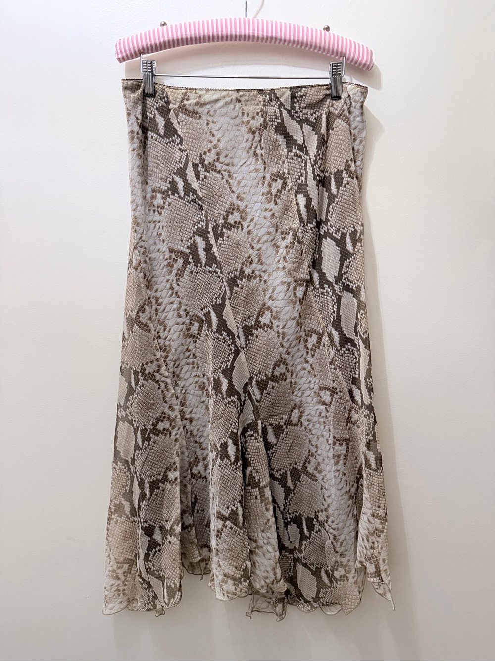 Y2K Neutral Snake Asymmetrical Midi Skirt Grunge Whimsygoth Boho Baddie 12 32”